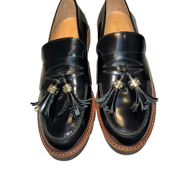 Stuart Weitzman NEW black lug sole tassel loafer shoes 9 - Picture 2 of 10